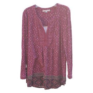 Daniel Rainn Burgundy Purple/Red Blouse Tunic Top Size Medium